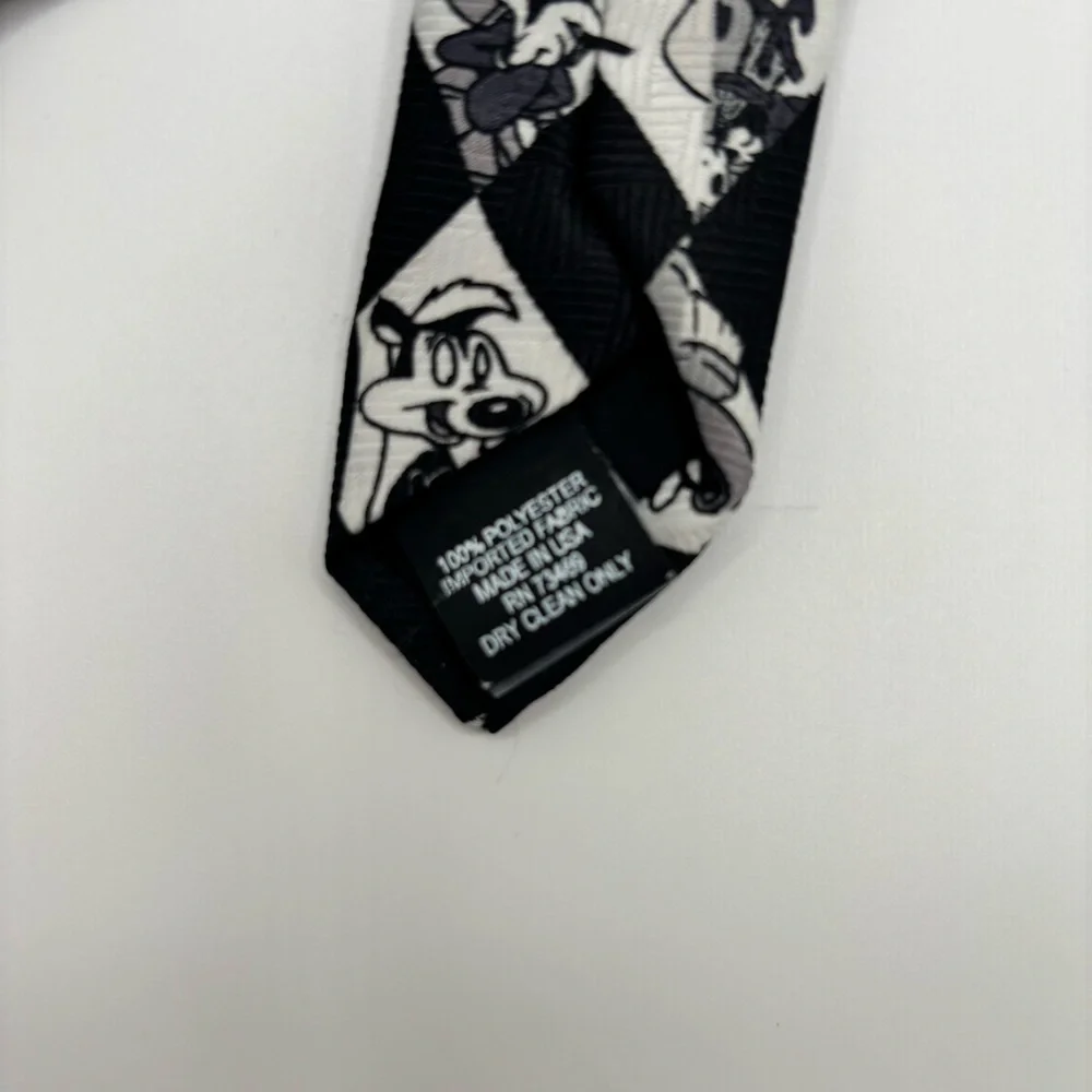 Vintage Looney Tunes Black White Checkered Stamp Tie Tweety Sylvester Bugs Bunny